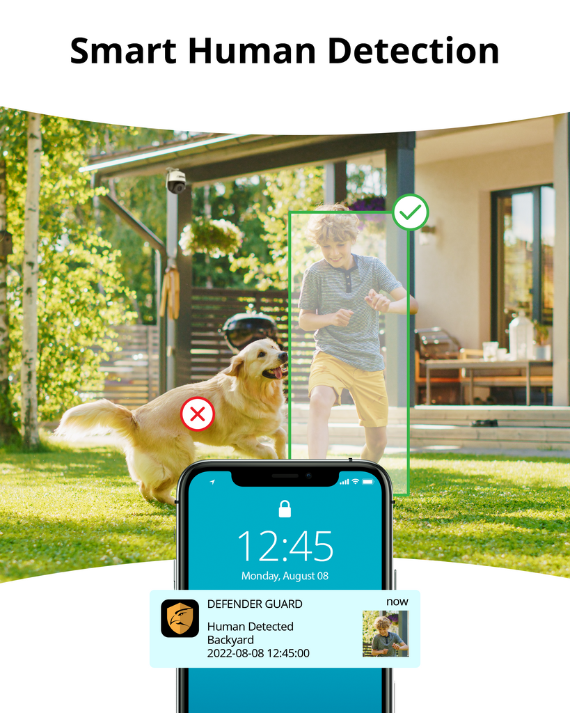 Guard Pro PTZ 2K QHD 360 Degree Wi-Fi Outdoor Plug-In Power Security Camera, 3 Pack